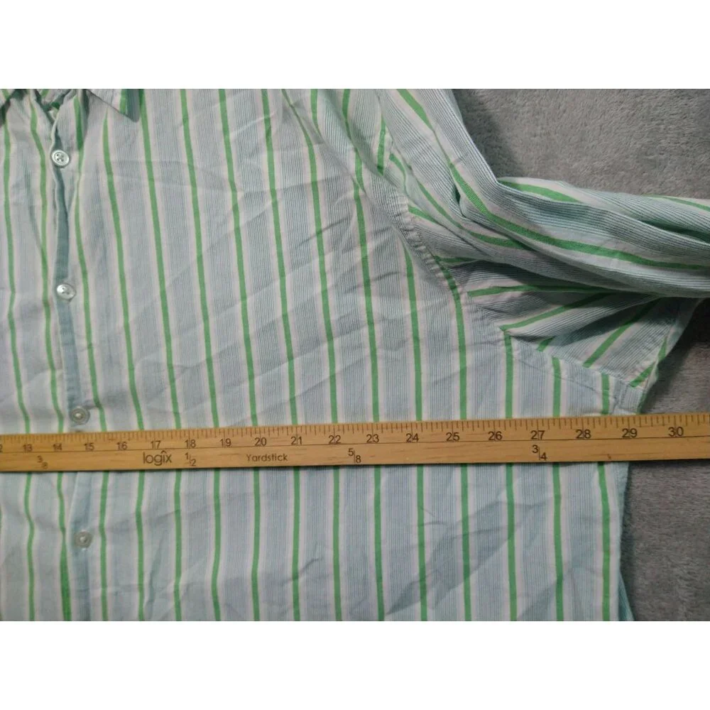 Polo Jeans Co Ralph Lauren Shirt Mens 3XT Green Striped Long Sleeve Button Up - Picture 5 of 9